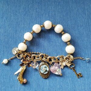 Betsey Johnson Half-Stretch Floral High Heel Charm Bracelet - GPC